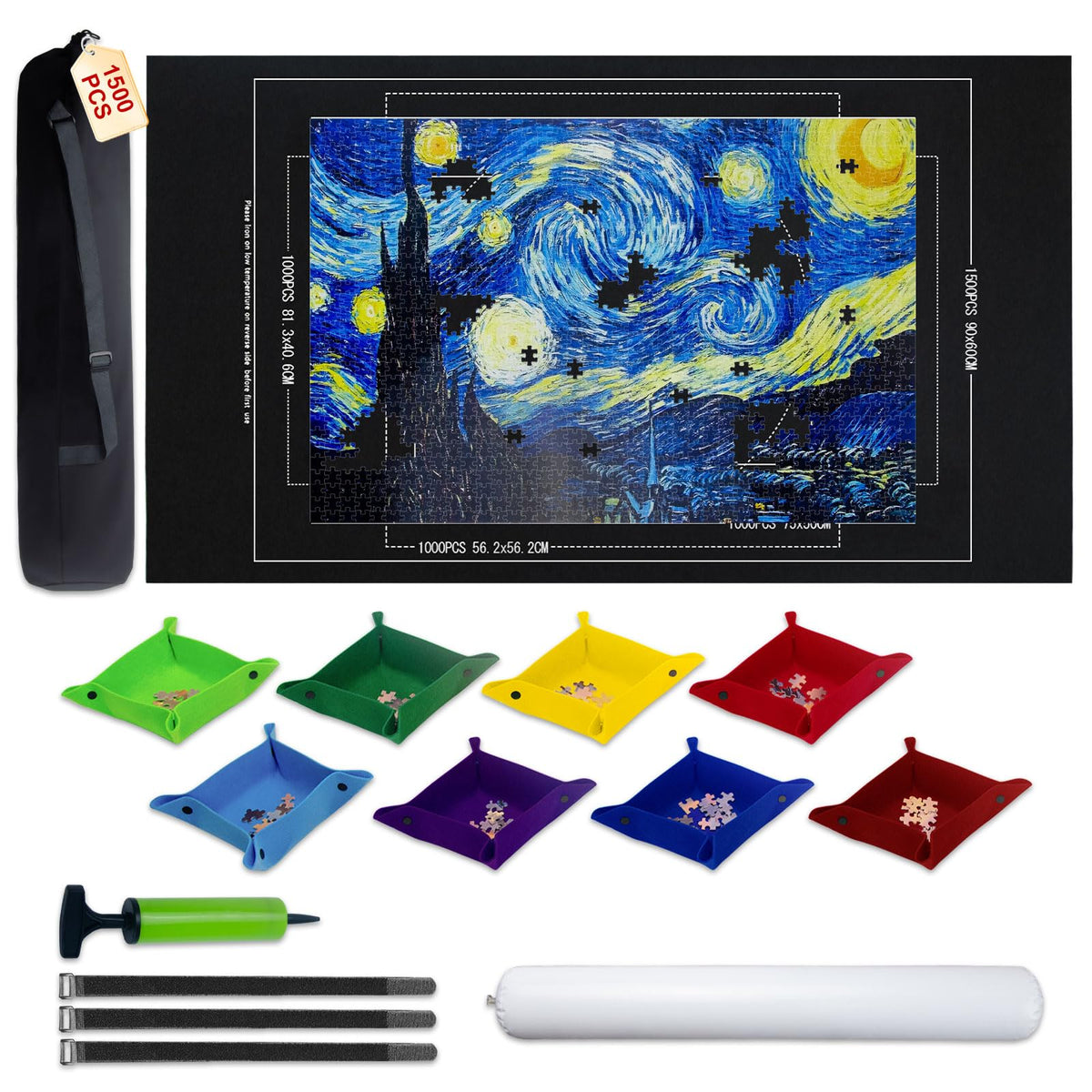 GWLKKE puzzle roll-up mat 46x26 inches with smooth felt surface for large puzzles.