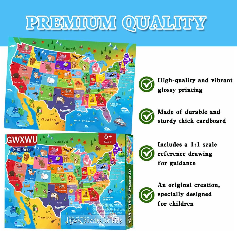 GWXWU 200-piece puzzle pieces laid out for hands-on problem solving and fine motor practice.