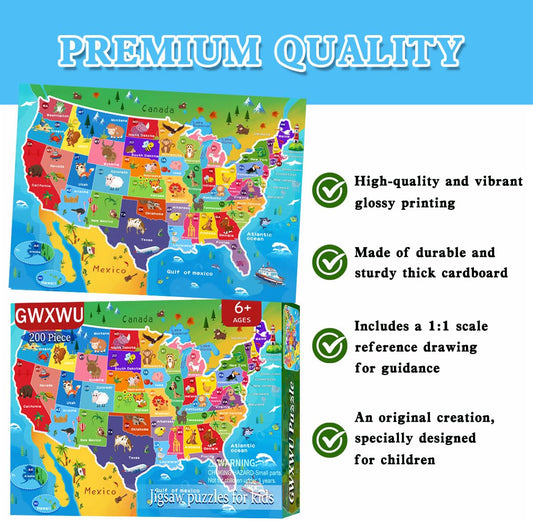 GWXWU 200-piece puzzle pieces laid out for hands-on problem solving and fine motor practice.