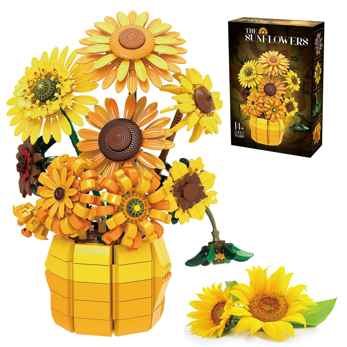 GXJTYYBS Sunflowers Building Bouquet close-up with movable petals for interactive display.