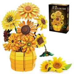 GXJTYYBS Sunflowers Building Bouquet close-up with movable petals for interactive display.