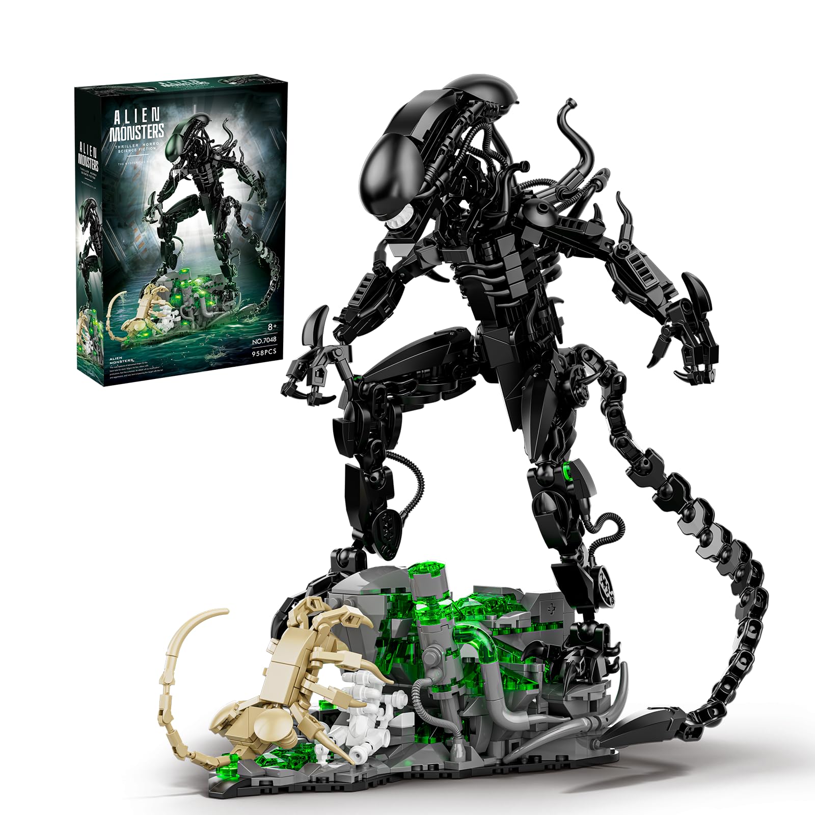 GXJTYYBS Xenomorph building set figure assembly for dynamic pose and display.