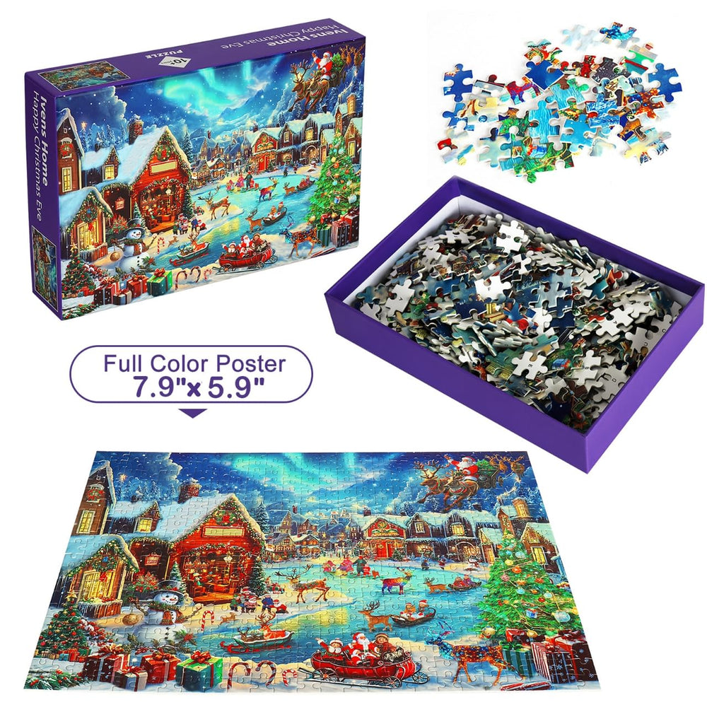 Gyadiex Christmas Village details: gifts and wreaths in vibrant colors