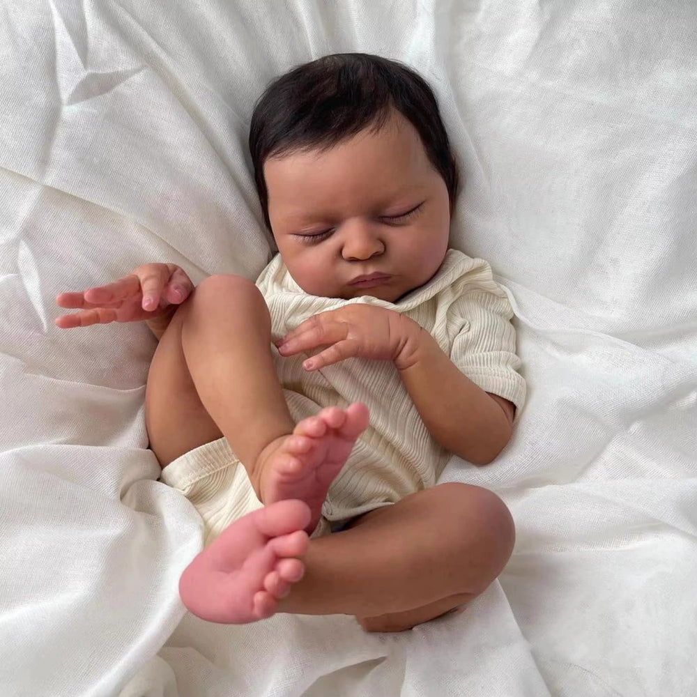 GYCV lifelike black reborn doll hair detail to enhance realism during playtime.
