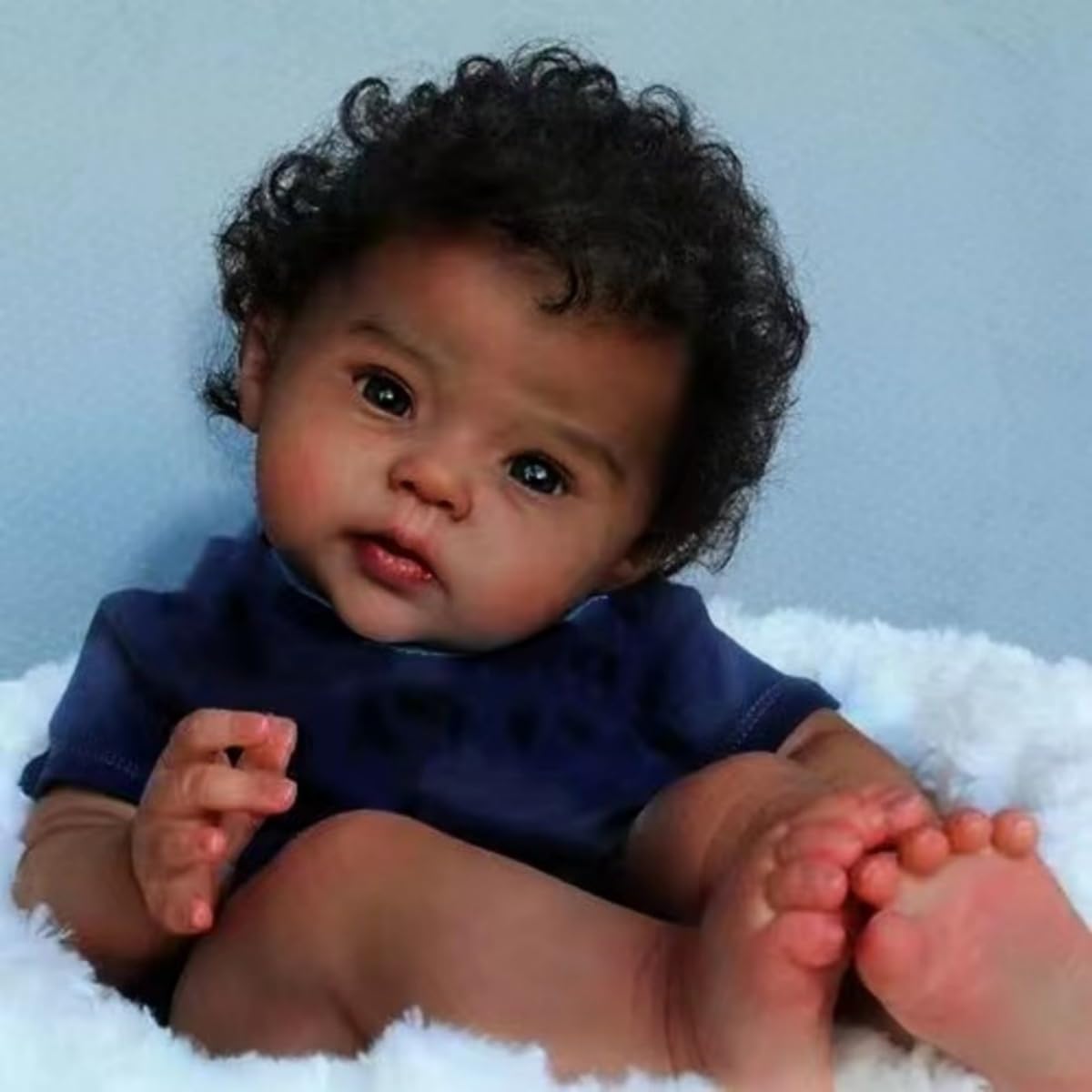 GYCV lifelike black reborn baby doll boy 20-inch, ideal for nurturing role-play.