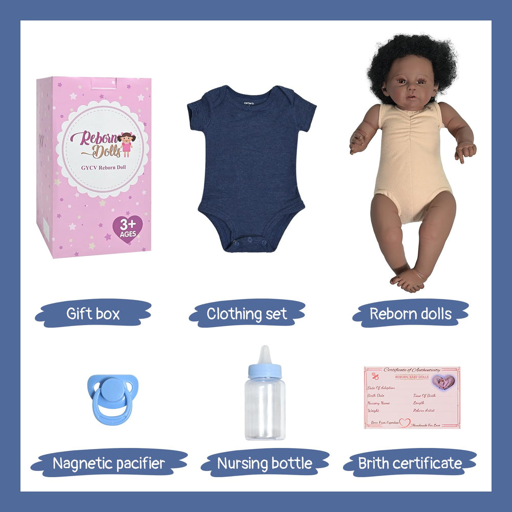 GYCV reborn baby doll accessories bottle pacifier birth card included for nurturing play.