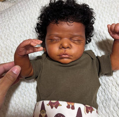 GYCV reborn black boy doll front view, 19-inch size ideal for realistic role-play.