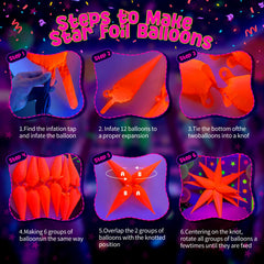 GYIPFIPA 12-inch glow balloons with black stars create luminous centerpieces.