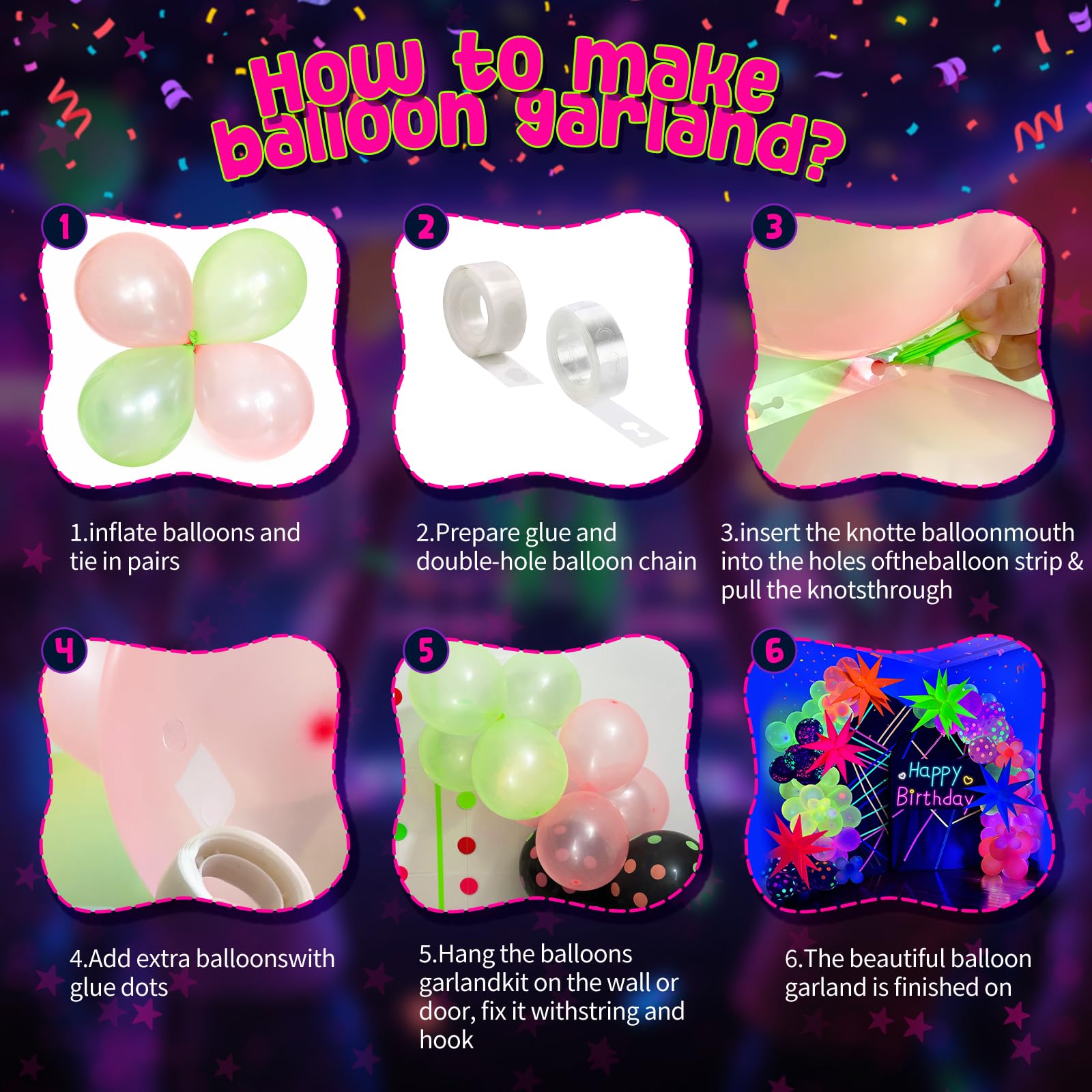 GYIPFIPA cone balloons assemble into dazzling 4D explosion star decor.