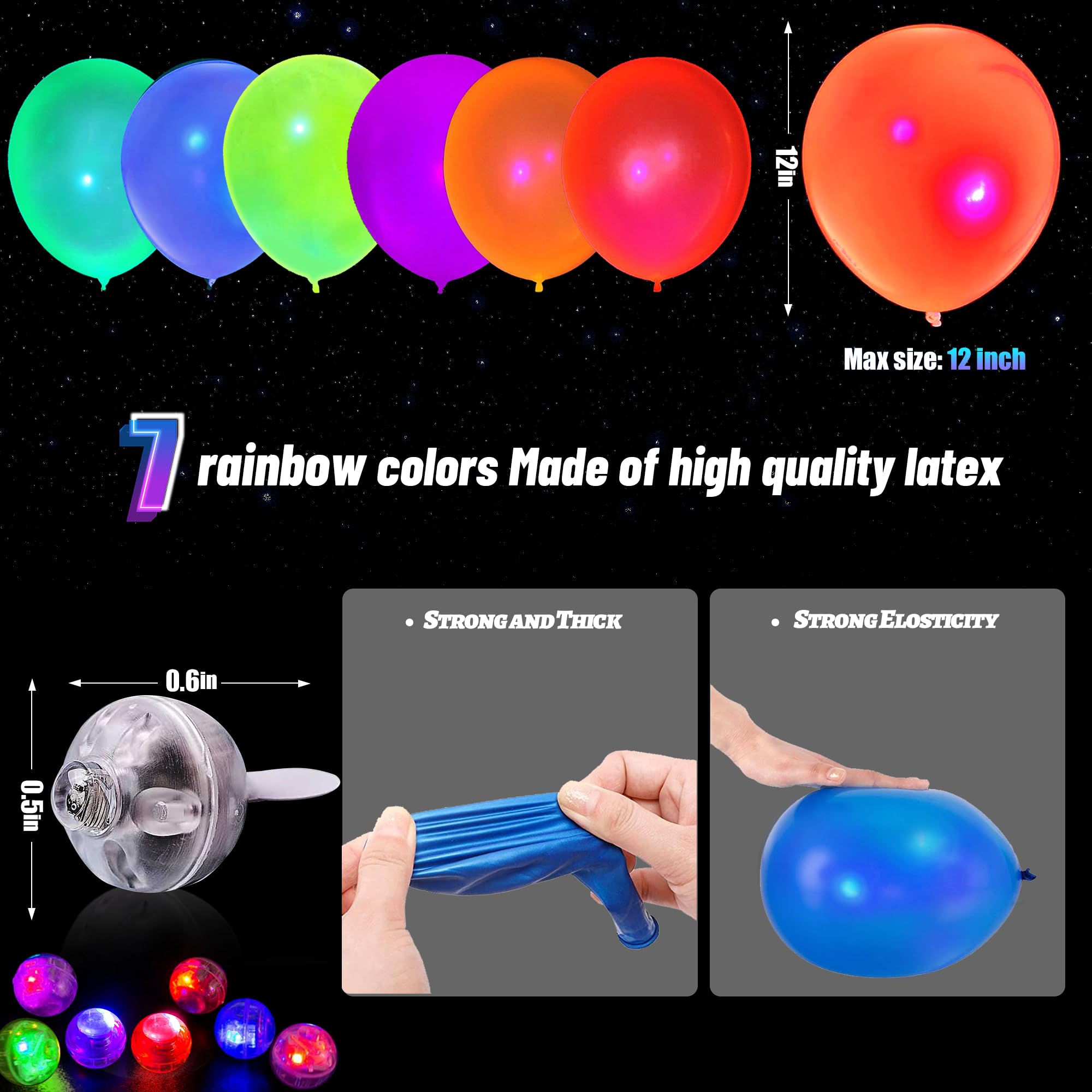 GYIPFIPA UV neon balloons glow under black light ideal for glow parties