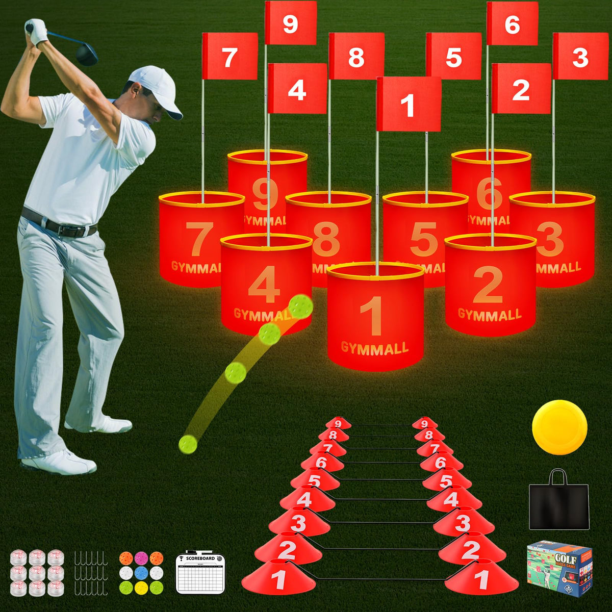 GYMMALL Golf Yard Bucket Game front view for versatile backyard fun