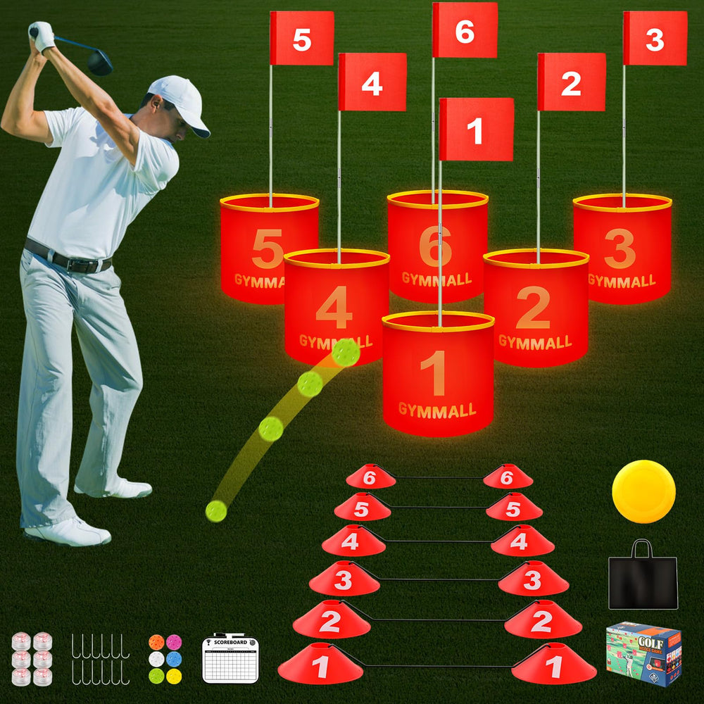 GYMMALL Golf Yard Bucket Game LED setup for backyard fun and easy night play.