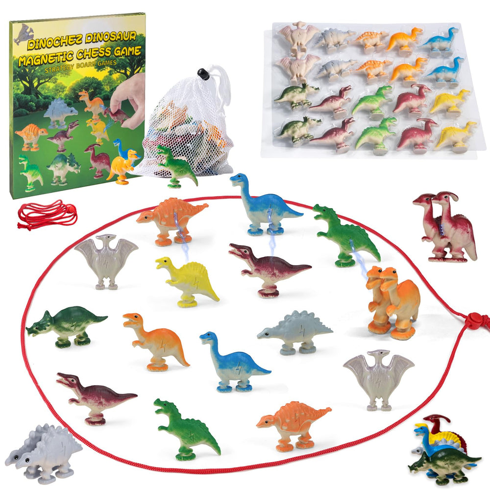 Gytera Dinochez magnetic dinosaur pieces enable strategic family play.