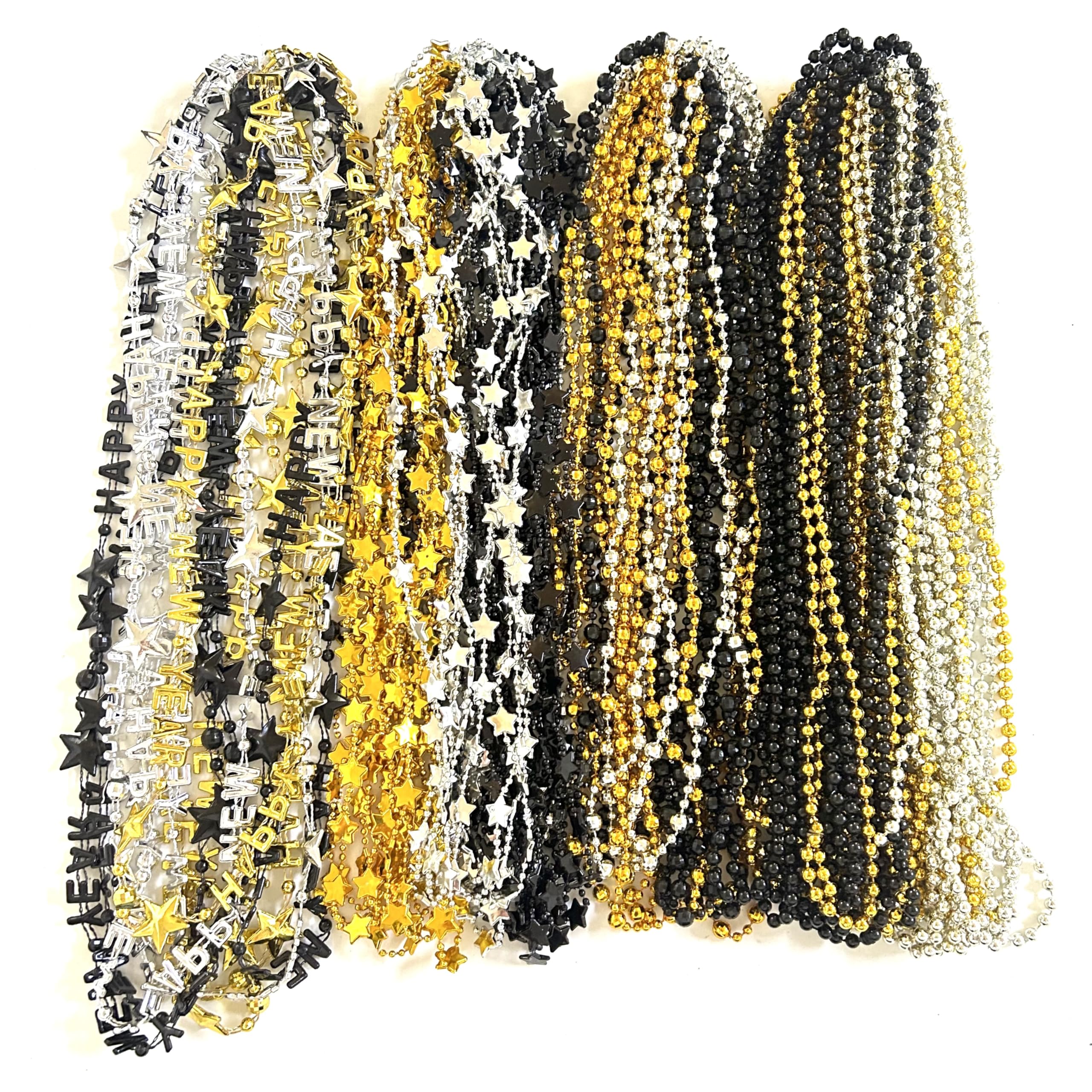 GZYSSL Happy New Year beads necklace set in black, gold, silver for festive wear.