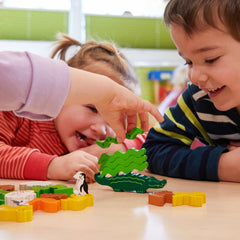 HABA Animal Upon Animal penguin stack encourages patient deliberate stacking
