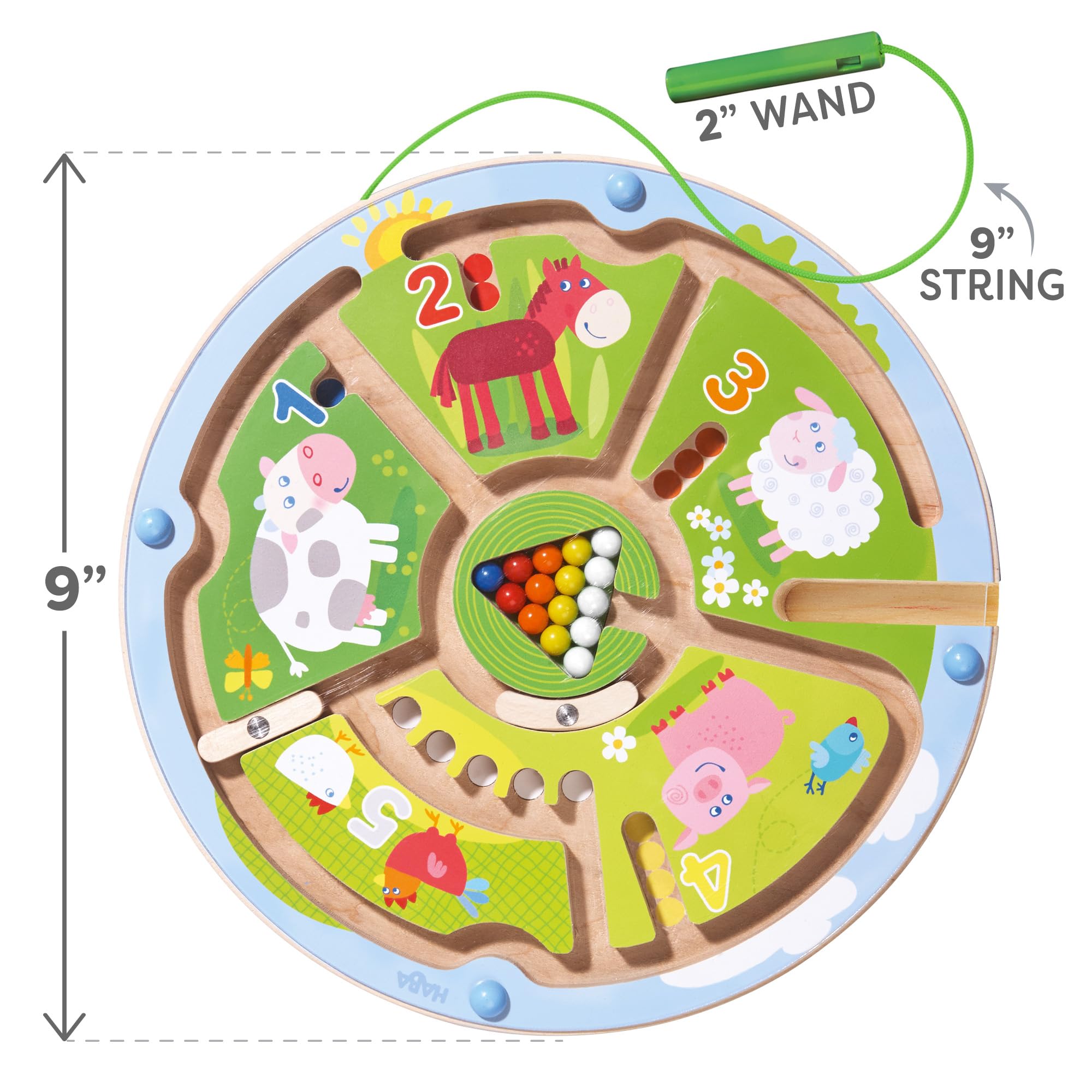 HABA Busy Board teaches color recognition through playful magnetic matching on smooth wooden panels.