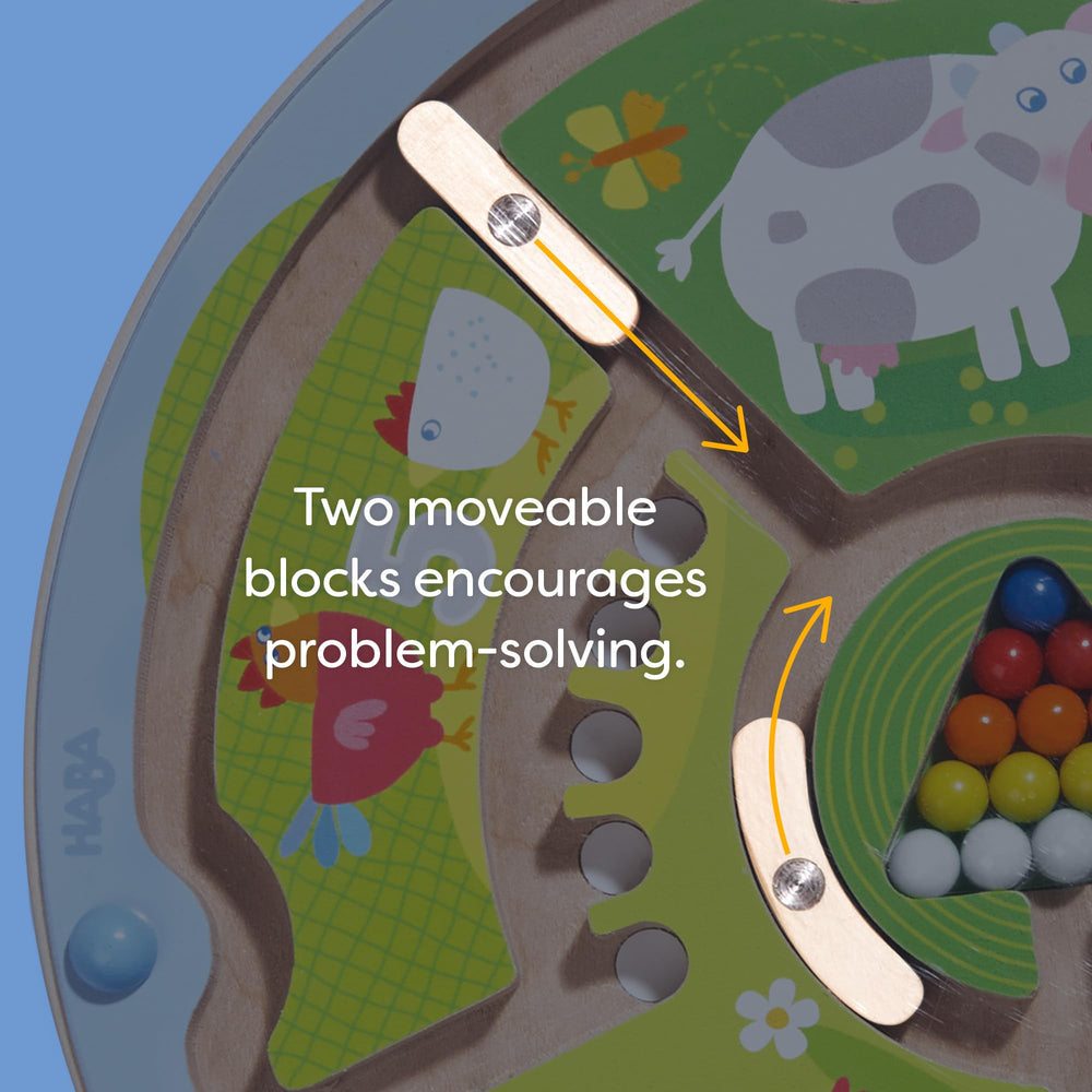 HABA Busy Board strengthens fine motor skills through precise magnet interactions and placement.