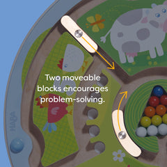 HABA Busy Board strengthens fine motor skills through precise magnet interactions and placement.