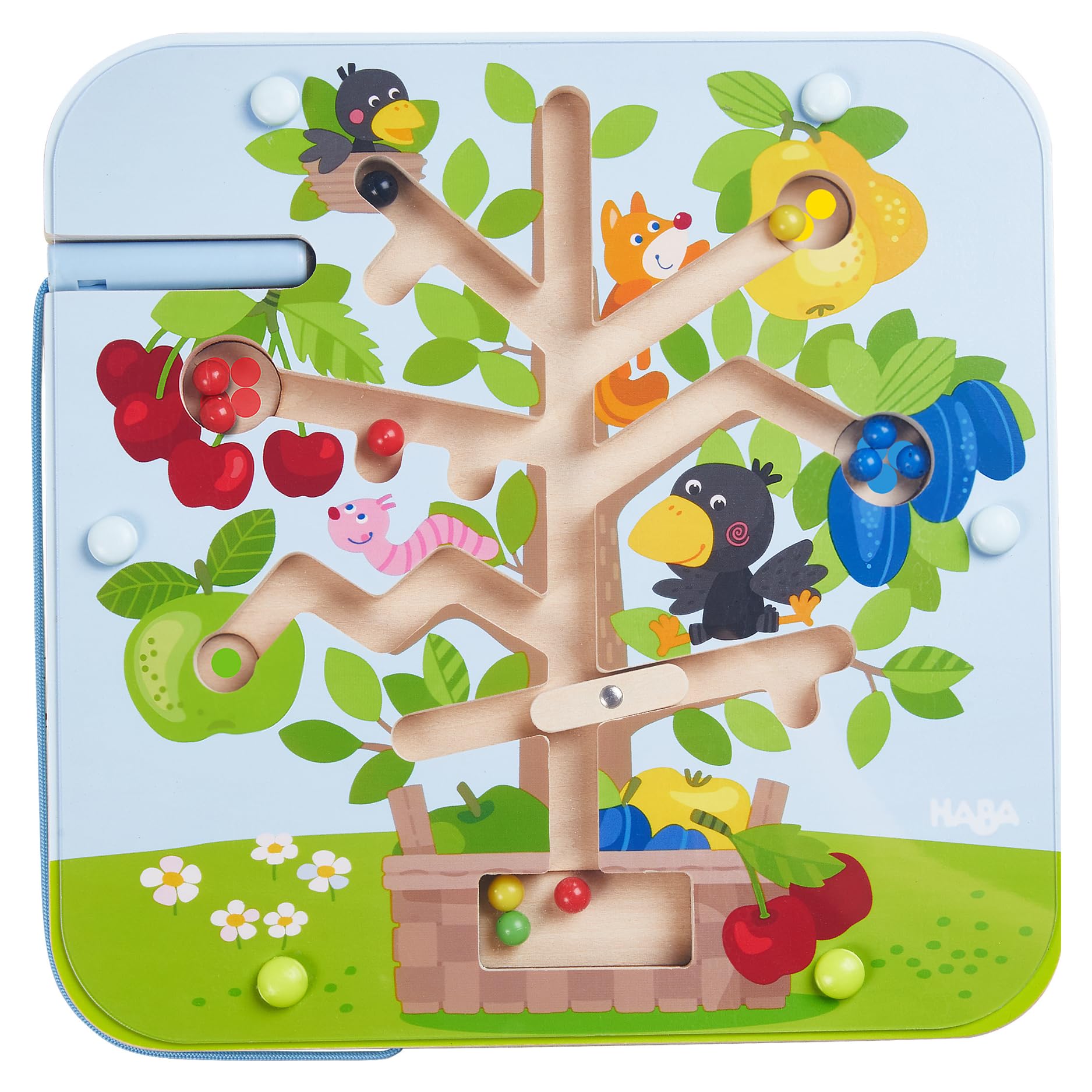 HABA Busy Board Orchard magnetic maze for screen-free play