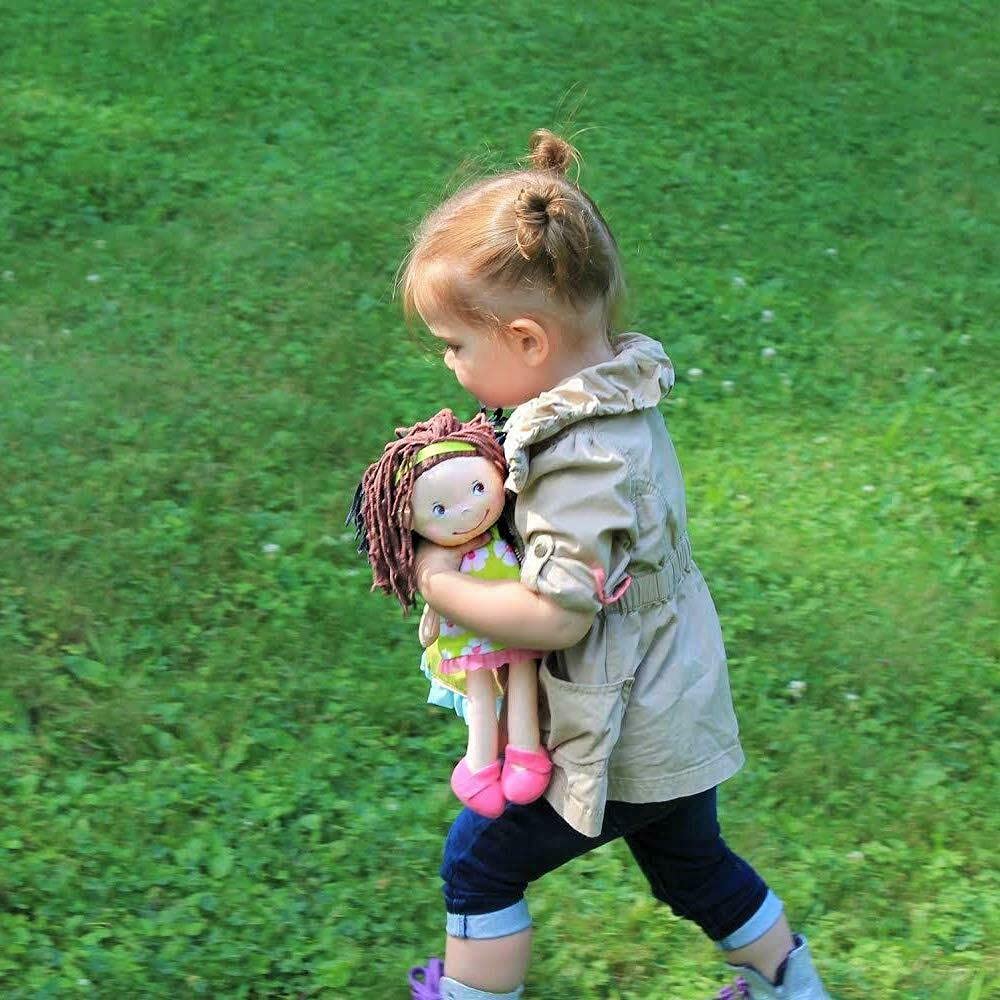 HABA Coco pink shoes stay on during play for fuss-free dress-up.