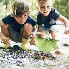 HABA cork boat in bath for versatile water play experiences.