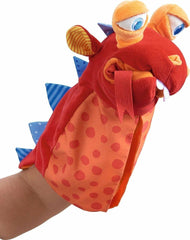 HABA Eat It Up Dragon glove puppet stands 15.75 inches for toddlers.