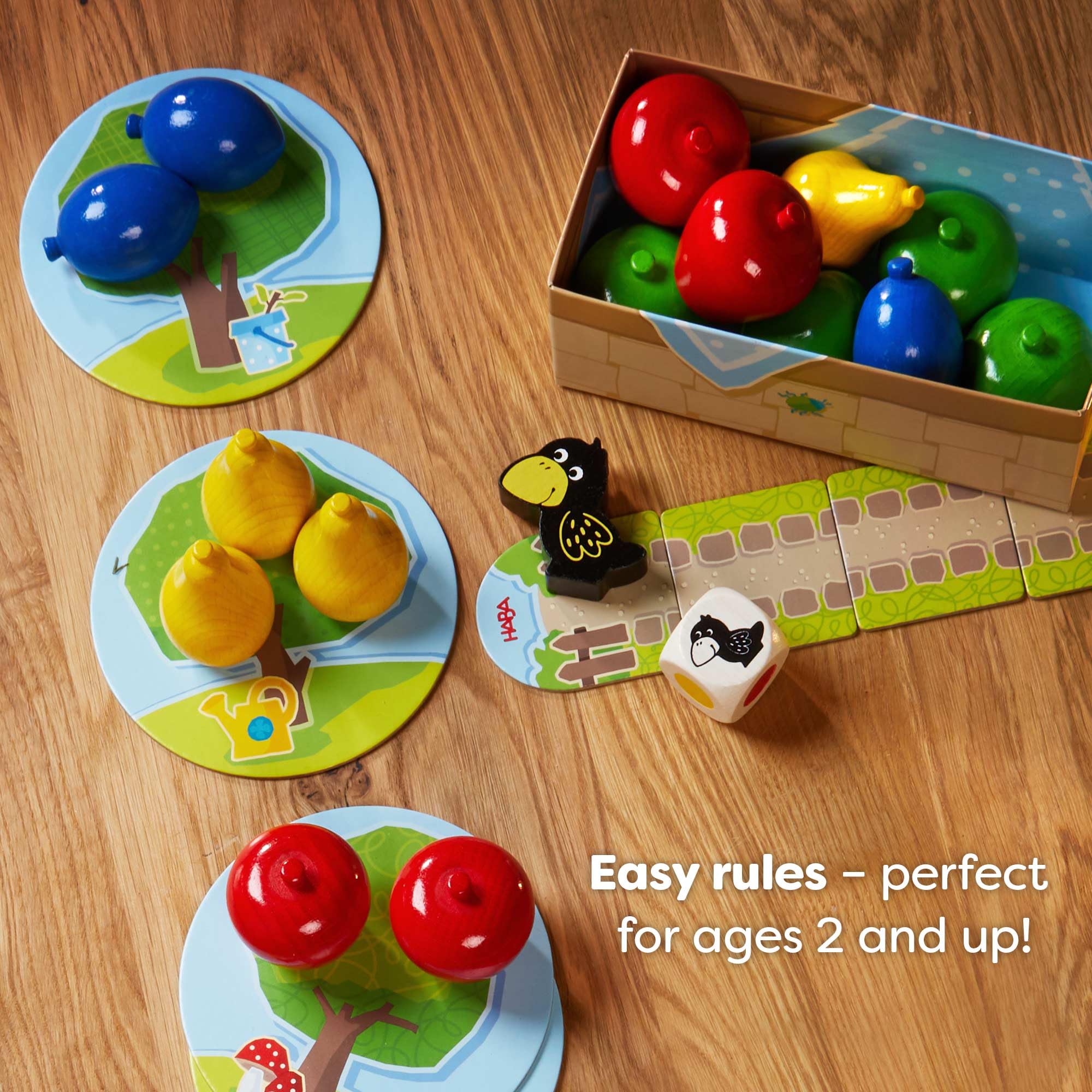 HABA First Orchard wooden game board for cooperative teamwork