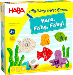 HABA Here Fishy Fishy magnetic fishing game in action fosters fine motor skills.