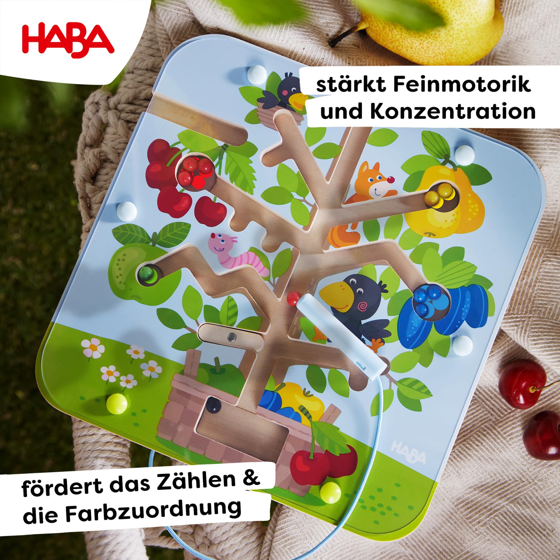 HABA Montessori-inspired fine-motor board for dexterity development