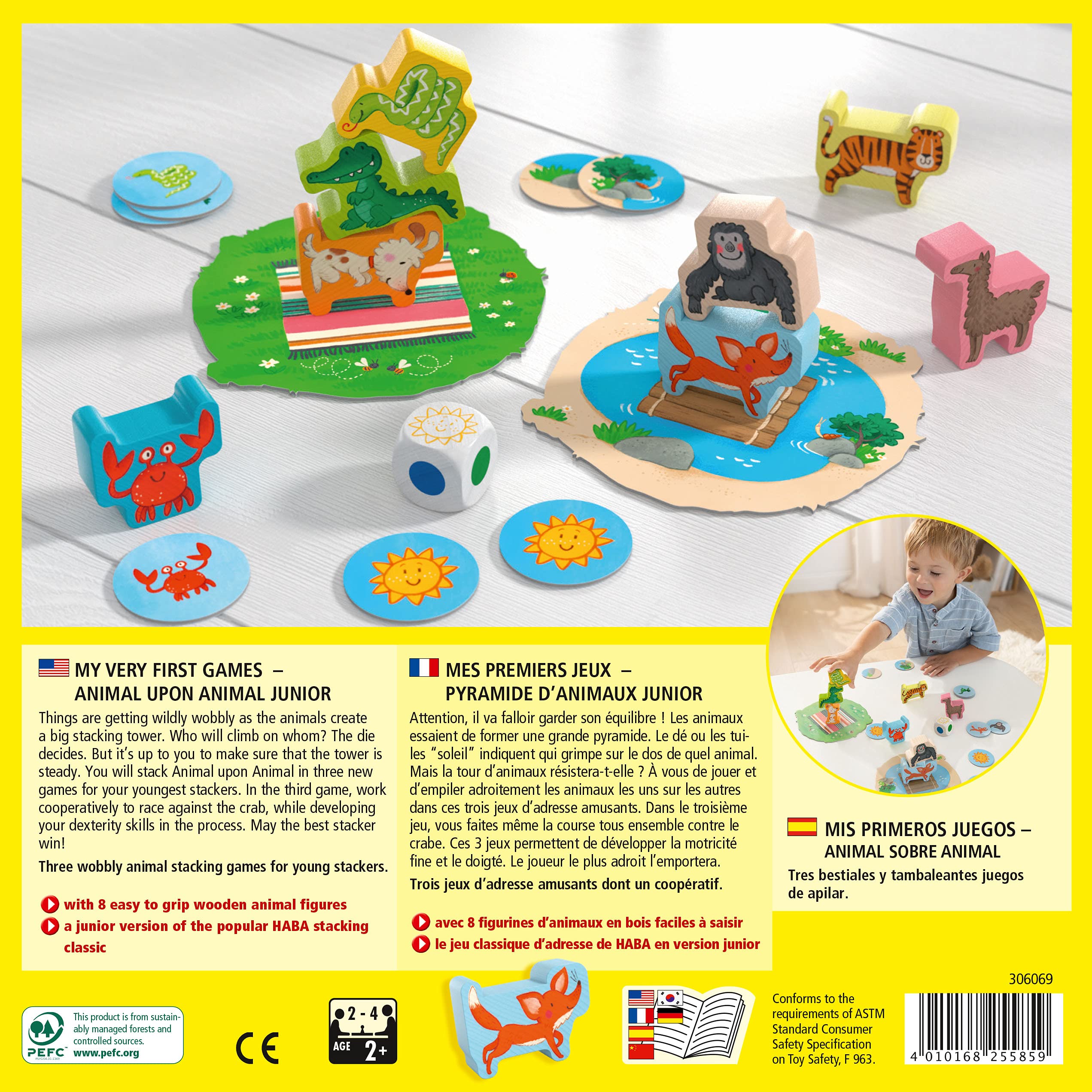 HABA My Very First Games Animal Upon Animal Junior illustrated tiles inspire storytelling and role play.