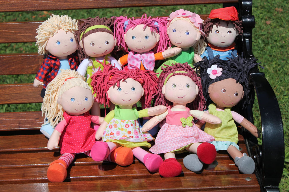 HABA Nick 12-inch doll easy-care features for cold-water washing.