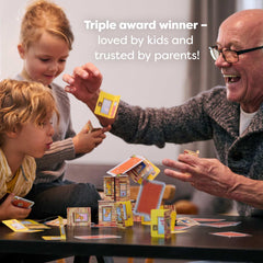 HABA Rhino Hero Stability Focus: balance and placement challenge players to think ahead.
