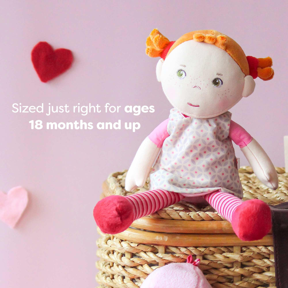 HABA Roya lightweight-snuggle-doll is ideal for on-the-go cuddles.