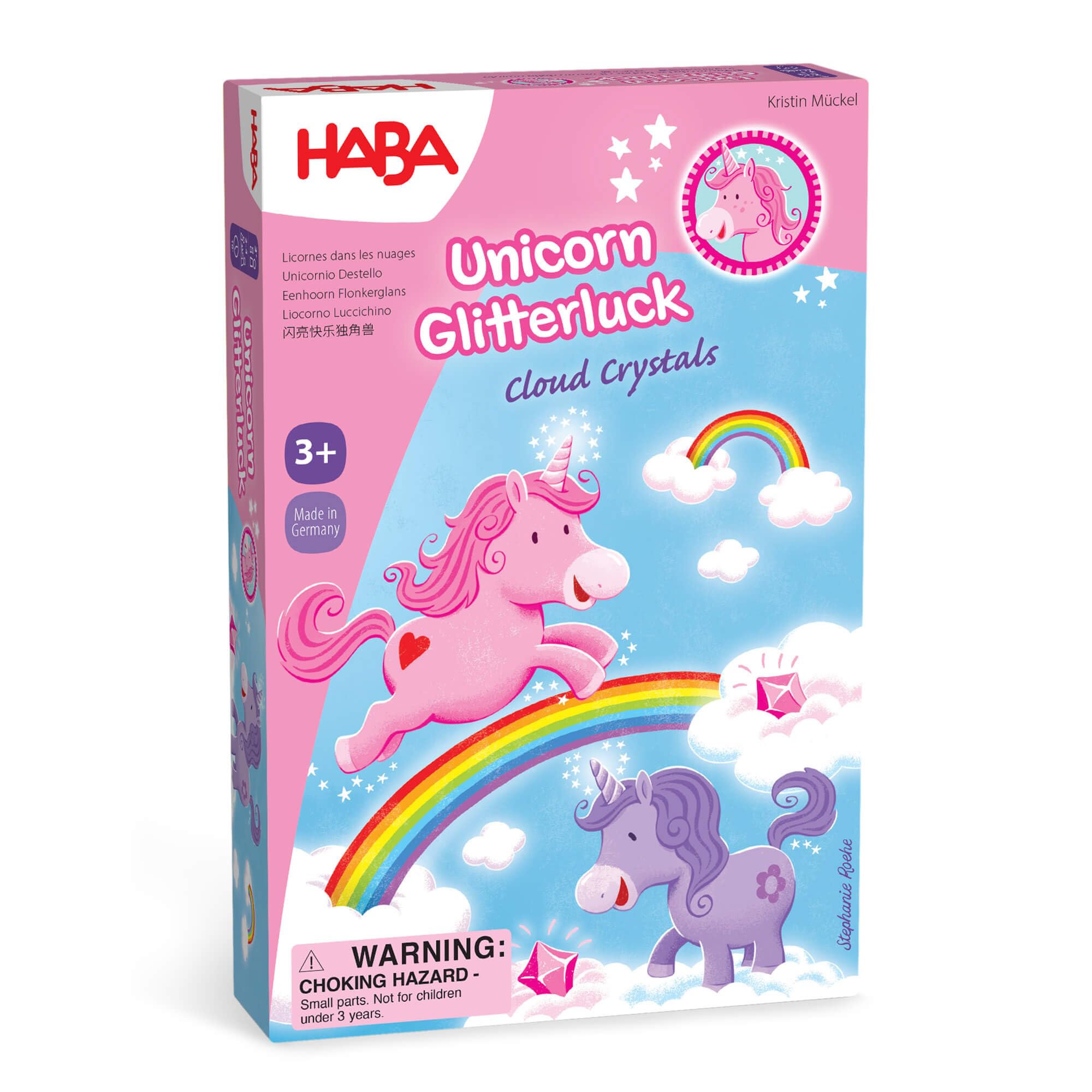 HABA Unicorn Glitterluck cloud crystals gameboard for lively family play