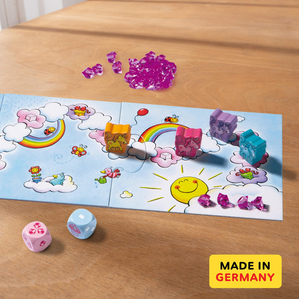 HABA Unicorn Glitterluck unicorn pieces racing on the board