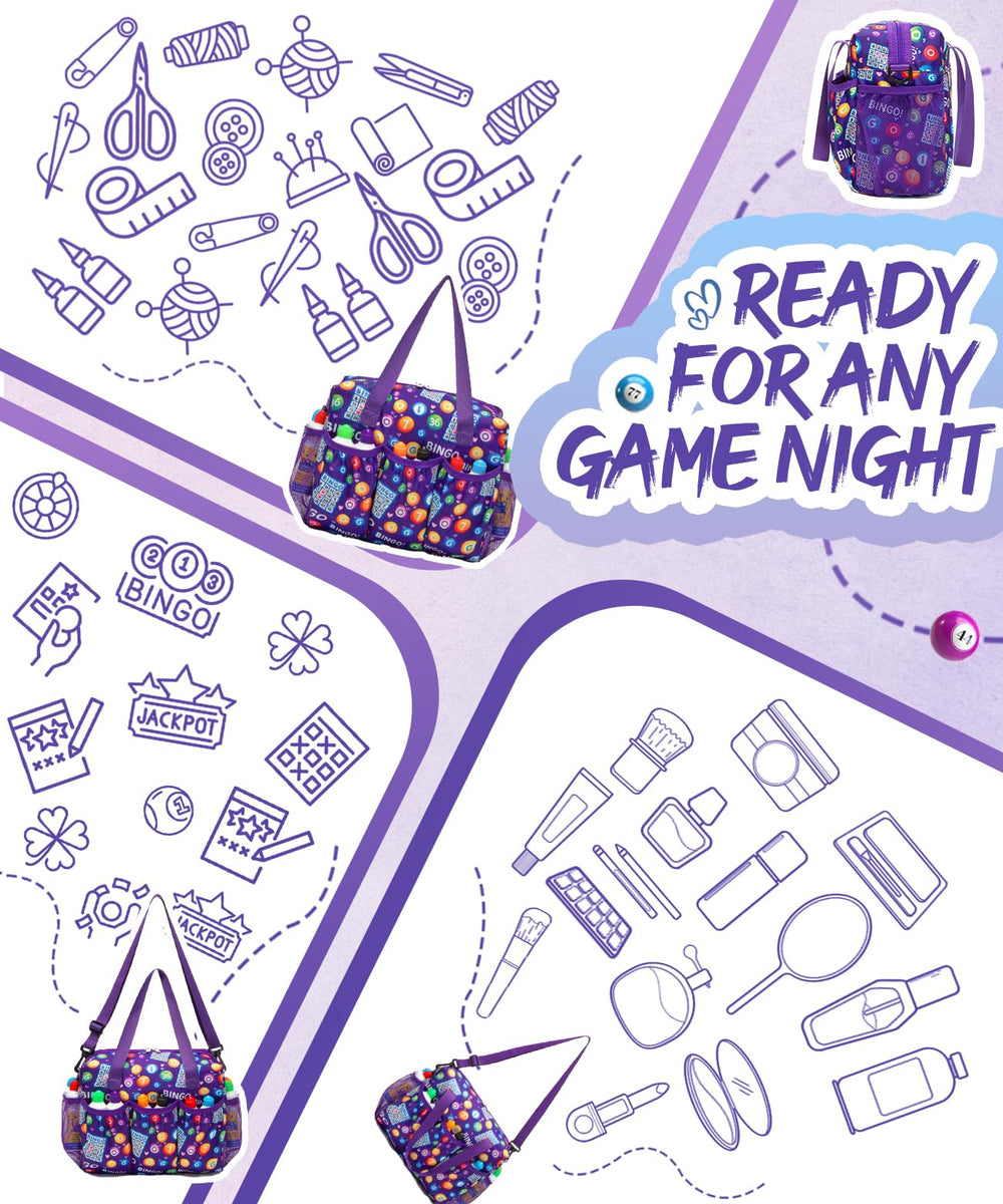 HACHMAS Bingo Bag Inner Zipper Pocket keeps small items secure while traveling to games.