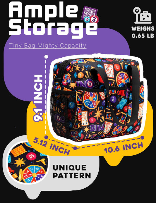 HACHMAS Bingo Bag pockets filled for fast, on-the-go bingo essentials.
