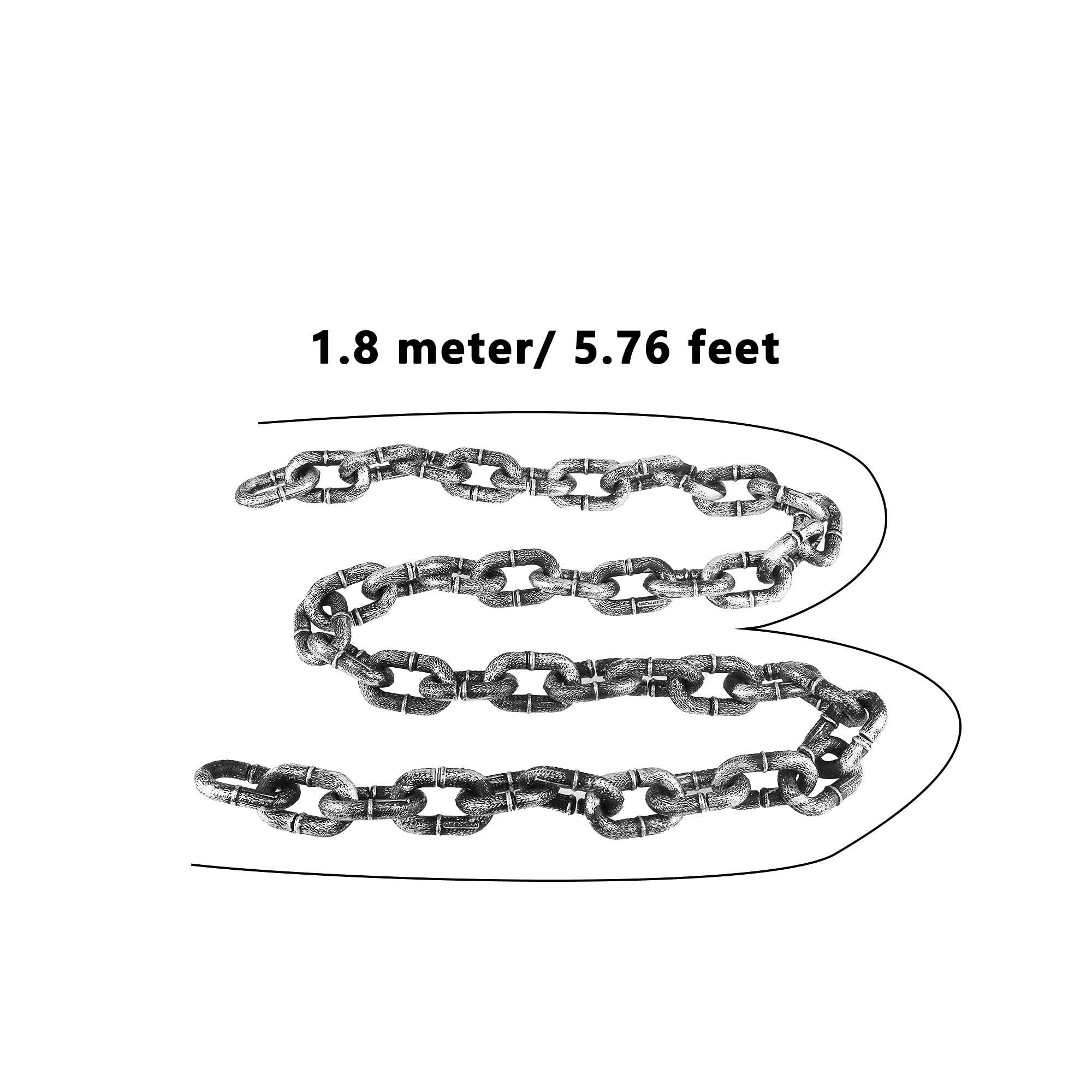 Close-up of Haconba chains metal texture for spooky realism.