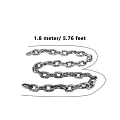 Close-up of Haconba chains metal texture for spooky realism.