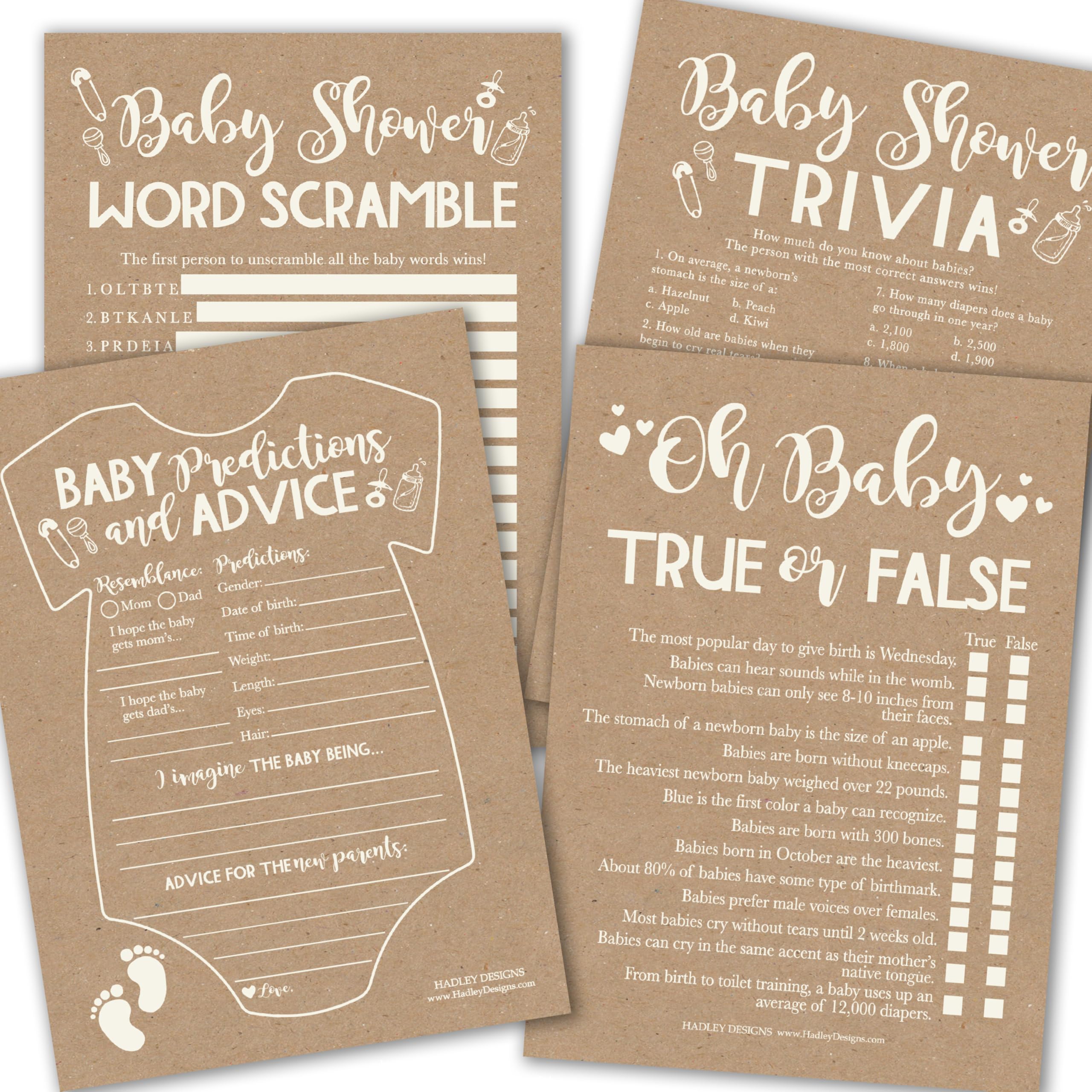 Hadley Designs baby predictions card for an engaging guest forecast moment.