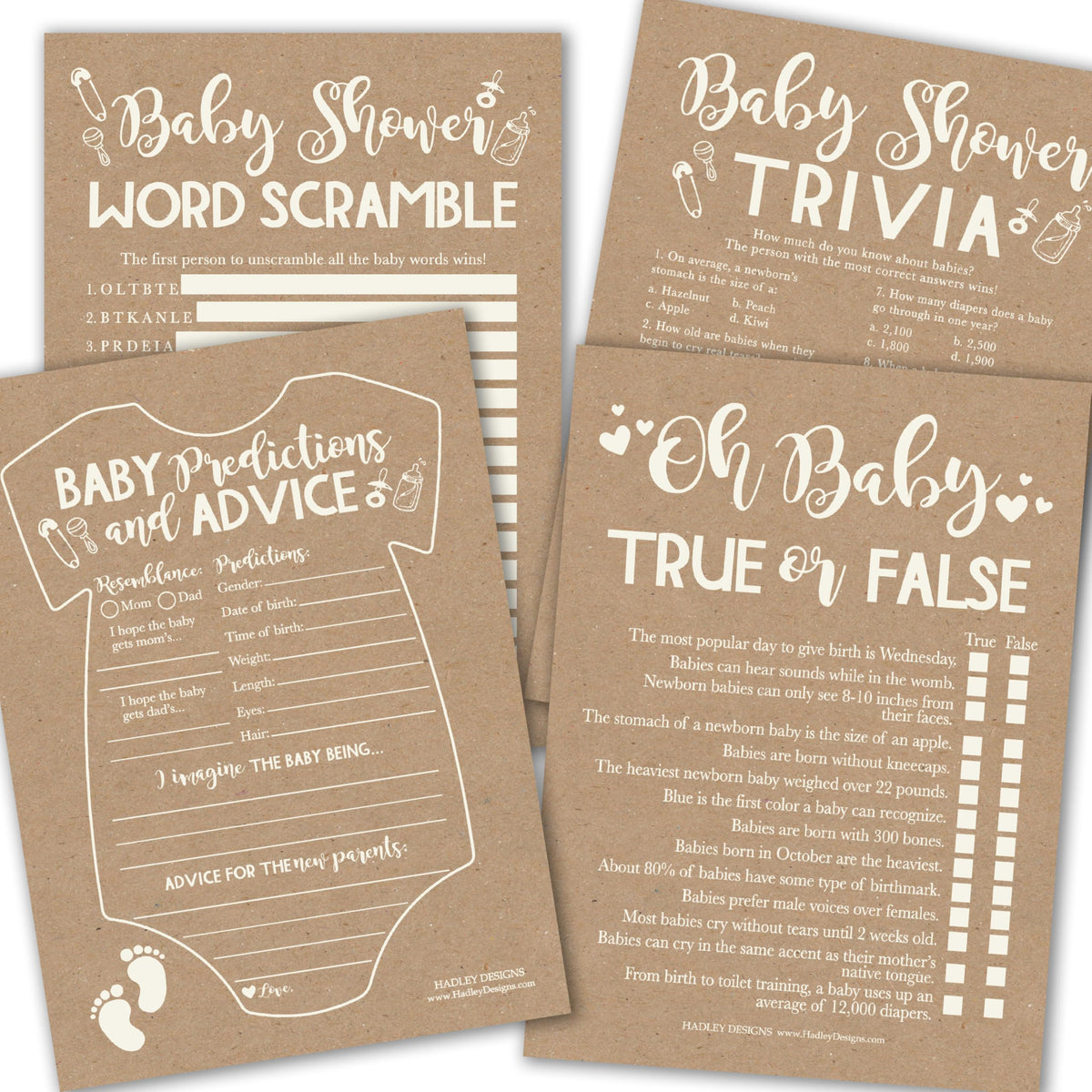 Hadley Designs baby predictions card for an engaging guest forecast moment.