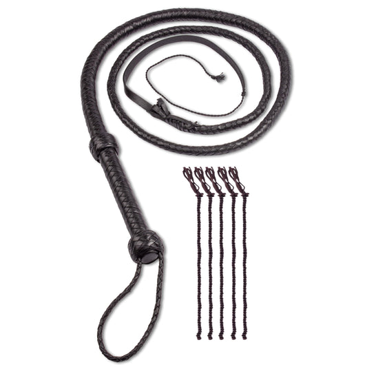 HADZAM 4ft black braided leather whip for precise artistic routines