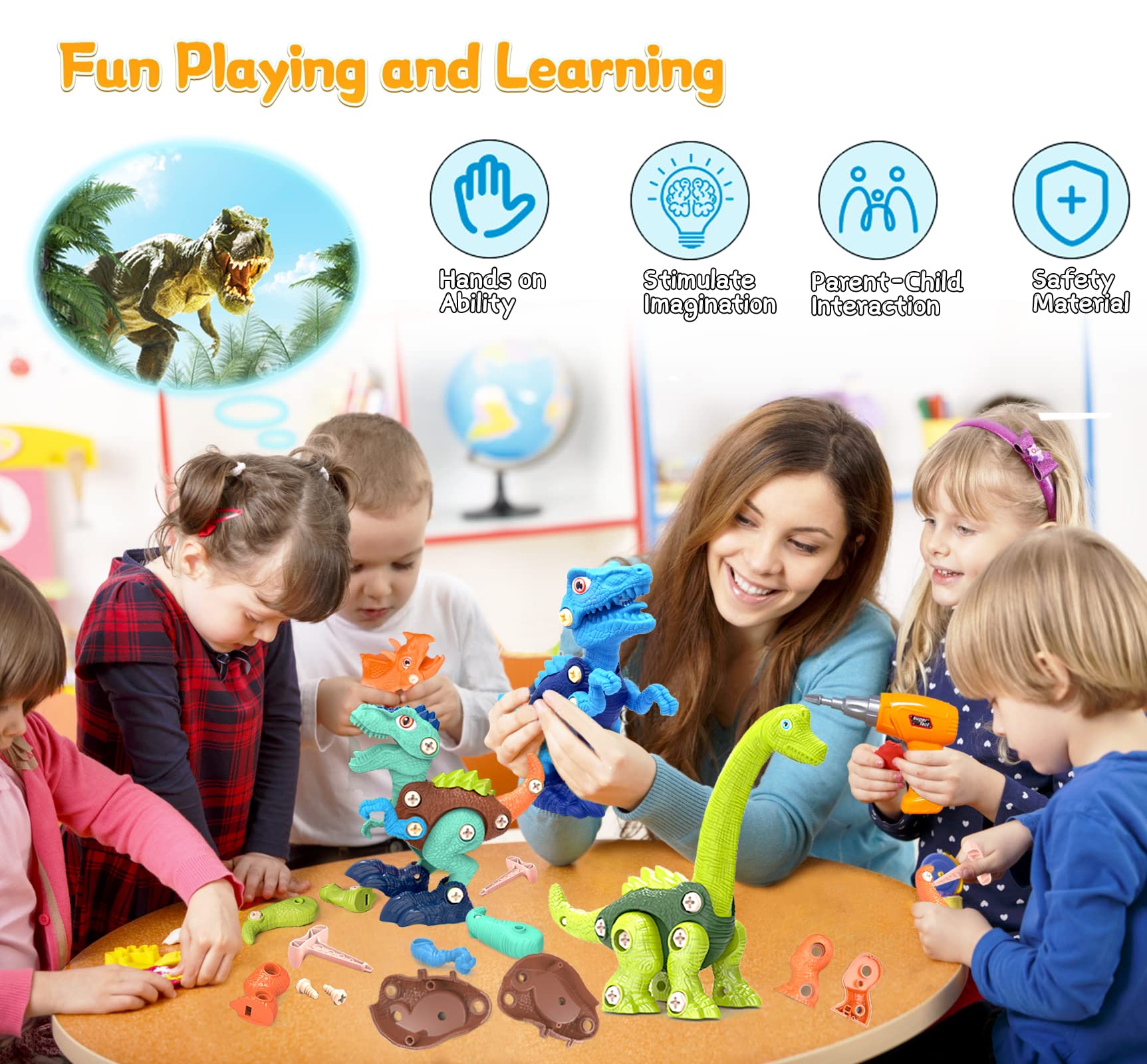 HAFUZIYN orange Triceratops assembly toy for exploration