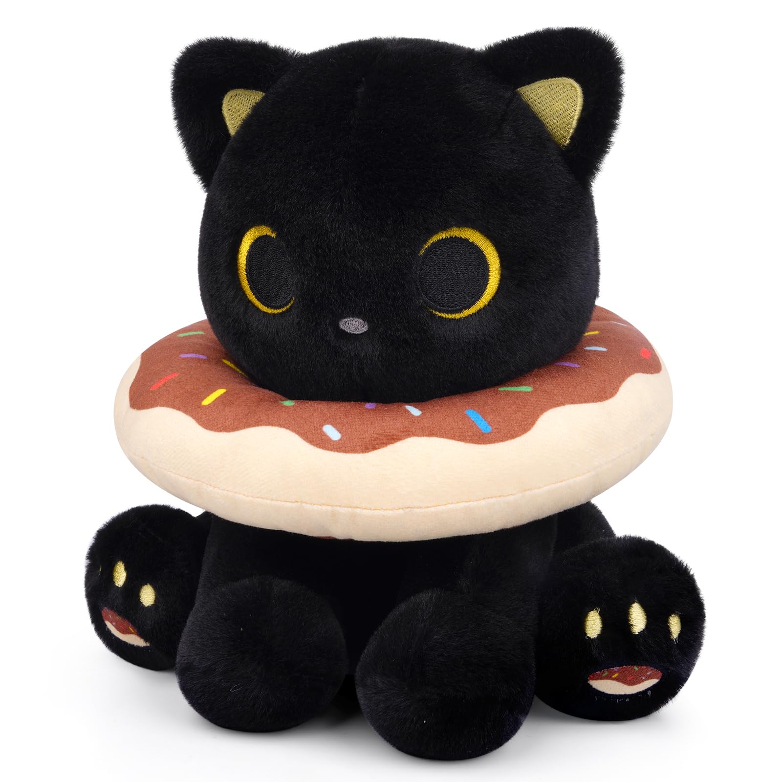 Hagusahuo Black Cat Plush, 8-inch cuddle buddy for bedtime comfort.