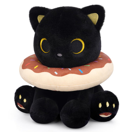 Hagusahuo Black Cat Plush, 8-inch cuddle buddy for bedtime comfort.
