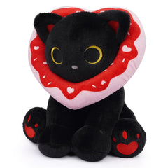 Hagusahuo black cat plush 8inch with donut headband for cozy play