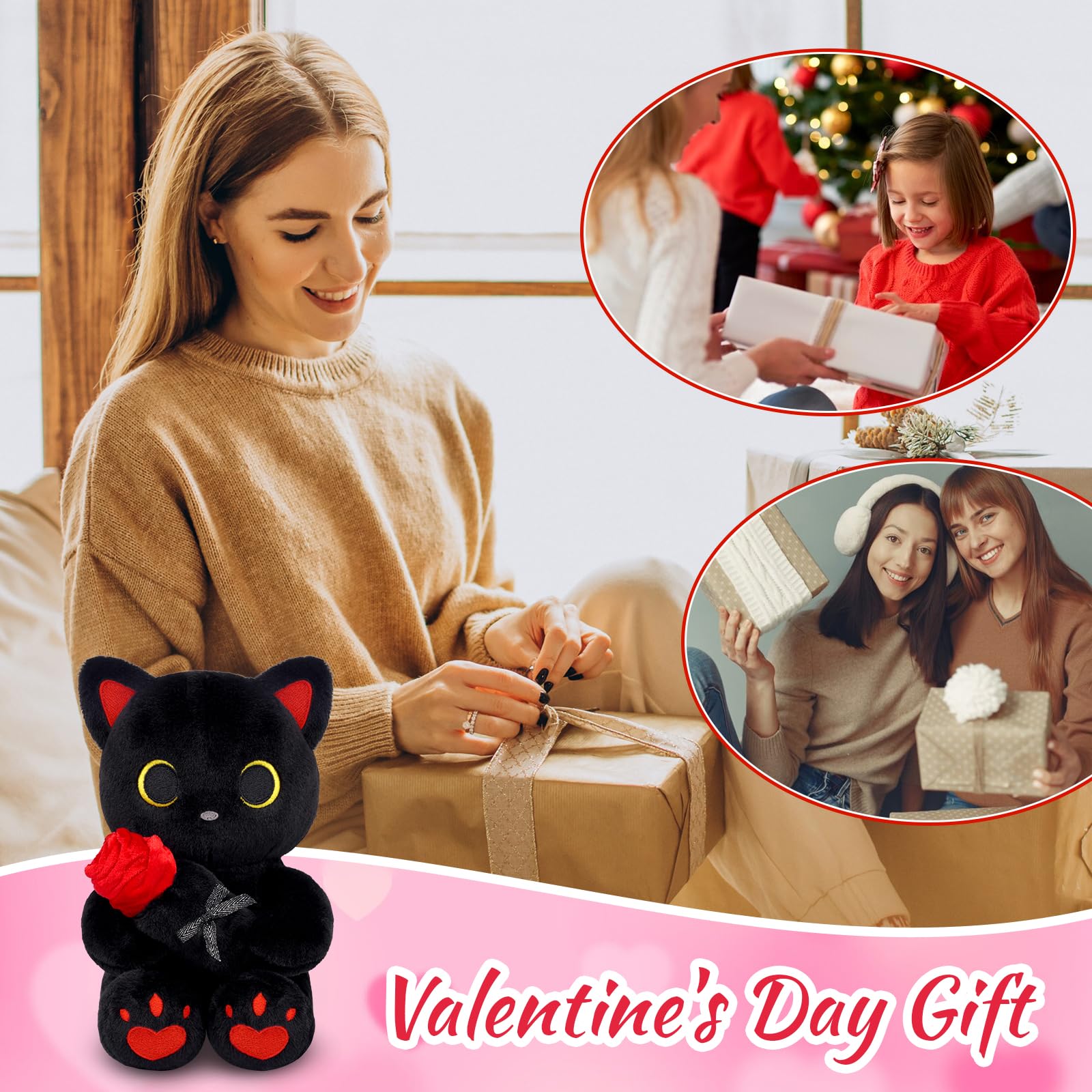 Hagusahuo black cat plush fits in kids' rooms and travels well.
