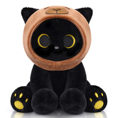 Hagusahuo capybara-cat plush with hood for cozy cuddles.