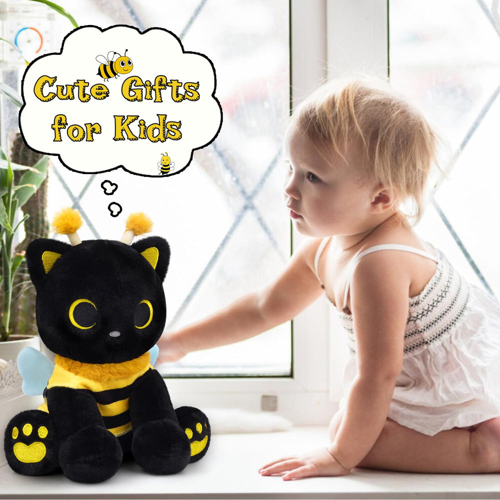 Hagusahuo gift-ready plush cat, perfect for kids and bee lovers