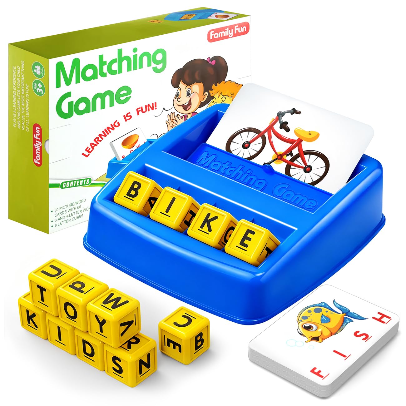 HahaGift letter match game setup with colorful cards for early literacy exploration.
